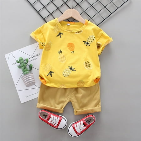 

Huilaibazo Fruit Pineapple Set T-shirt Short Baby Toddler Casual Sports 2PCS Summer Boys Boys Outfits&Set