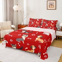Castle Fairy Kawaii Dog Queen Sheet Sets for Teens Boys Girls,Cartoon Animal Bed Set