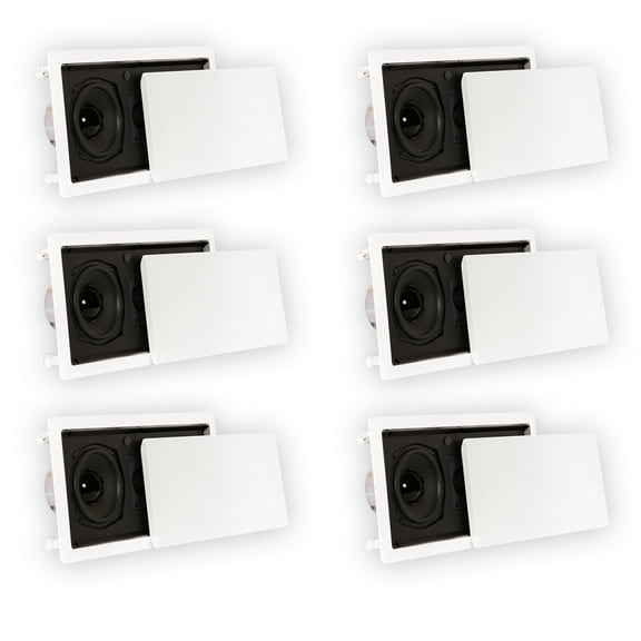Theater Solutions TSLCR5 Flush Mount Speakers Dual Woofer In Wall 6 Pack
