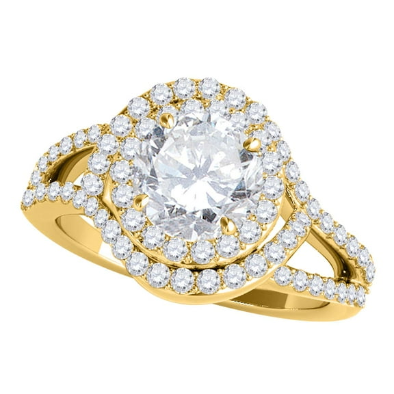 Mauli Jewels Engagement Rings for Women 1 Carat Halo Dome shaped Interwined Engagement Diamond Ring4 prong 14k Solid Yellow Gold