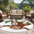 thumbnail image 5 of Brown Cute Monkey Large Area Rugs for Bedroom Living Room, Soft Non Slip Carpet Bedside Rug, Playing Funny Animal on Branch Round Floor Cover Kitchen Accent Rug 7' for Dining Room/Office, 5 of 9