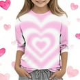 thumbnail image 2 of QQAMB Girls 3/4 Sleeve Gradient Heart Print Tops Loose Crewneck Pullover Boys Casual Graphic Tee Shirts for 3-12 Years, 2 of 5