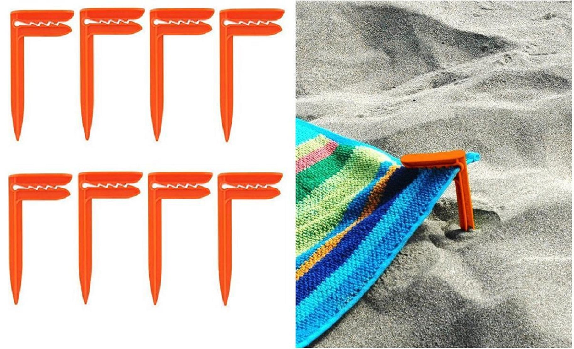 Set of 8 Beach Towel Sand Fastener Clips Picnic Blanket Clips Anchors Pegs Tent Camping Yoga Mat