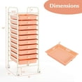thumbnail image 3 of Costway 10 Drawer Rolling Storage Cart Scrapbook Paper Office School Organizer Skin Pink, 3 of 10