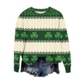 thumbnail image 4 of Womens St Patricks Day Sweatshirts Crew Neck Loose Holiday Green Print Shirts Casual Comfy Pullover Tops (L, Green O), 4 of 7