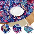 thumbnail image 4 of Bohemian Floral Pattern Fitted Tablecloth Round with Elastic 44 Inch Fits 38 to 42 Tables Easy Maintenance Cover Gatherings, 4 of 7