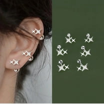 Silver CZ Star Stud Earrings for Women, Dainty Starburst Stud, Minimalist Earrings, Gift for Her
