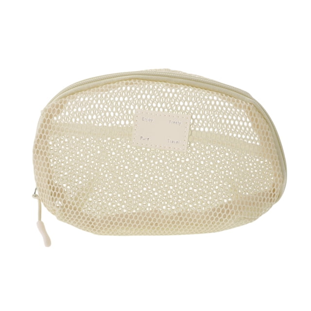Bolsas de maquillaje de malla de mano únicas 1 Pc poliéster blanca 8.27in