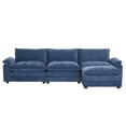 thumbnail image 6 of Sectional Sofa Chenille 3-Seat Sofa Couch with Ottoman, Modern Deep Sectional Sofa Comfy Upholstered L-Shape Sofa with Double Layer Seat Cushion for Living Room, Apartment, Office, Studio, Blue, 6 of 9