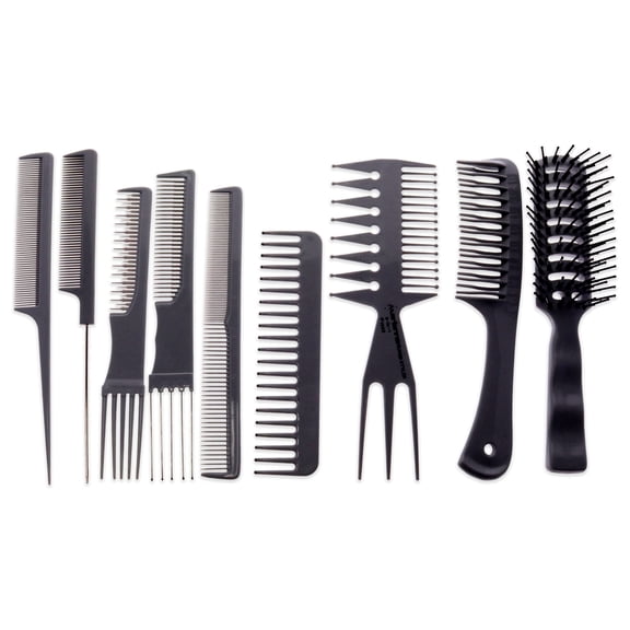 Marianna Professional Plastic Comb and Brush Set , 9 Pc Kit Set