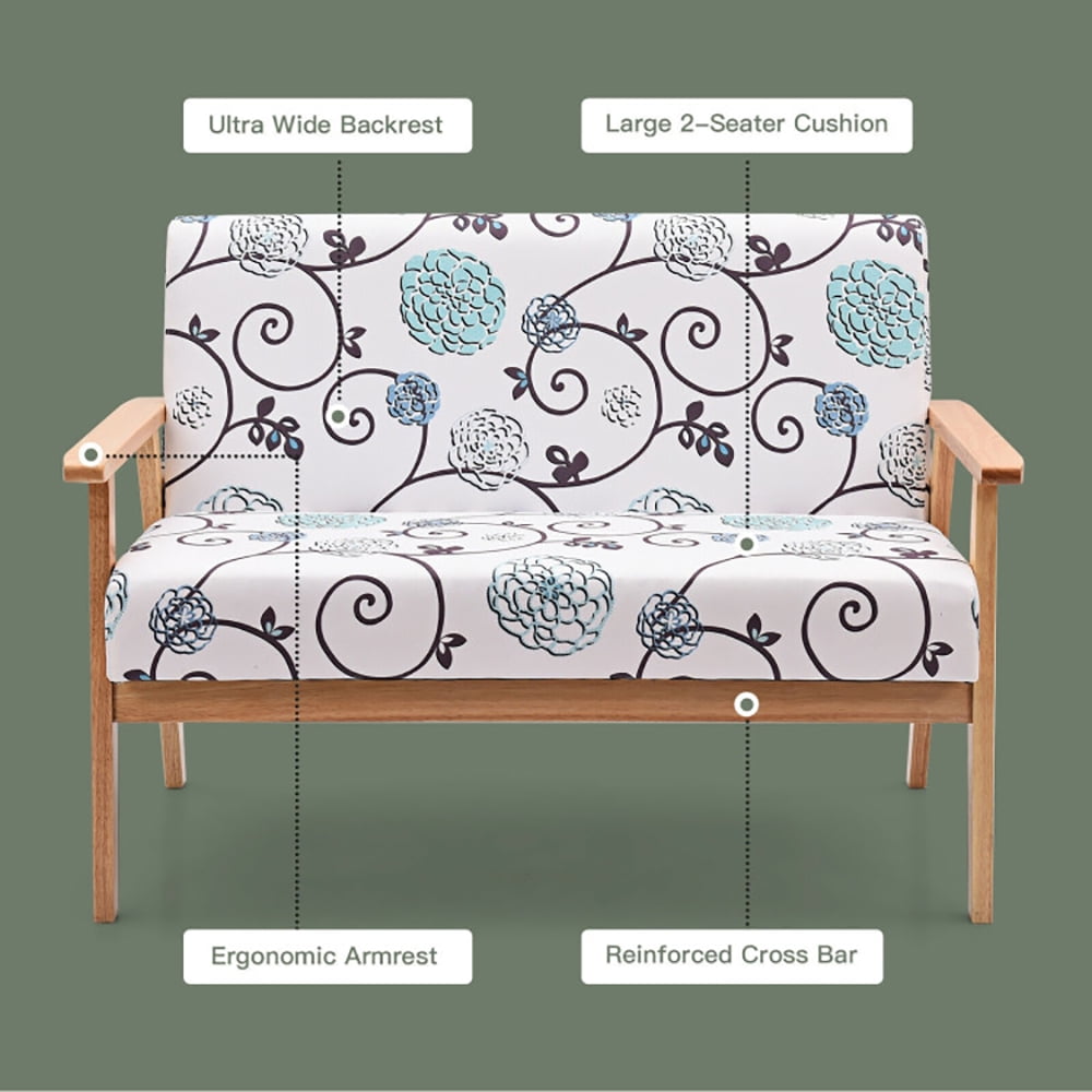 Finihen Loveseat Sofa, 2 Seater Cushioned Couch for Small Spaces, Modern Fabric Loveseat Sofa Couch Upholstered 2-Seat Armchair, for Living Room, Bedroom, 2 seat, White & Blue Finihen Loveseat Sofa, 2 Seater Cushioned Couch for Small Spaces, Modern Fabric Loveseat Sofa Couch Upholstered 2-Seat Armchair, for Living Room, Bedroom, 2 seat, White & Blue