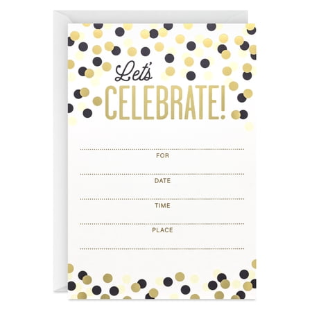 Hallmark Fill-in-the-Blank Party Invitations (Let's Celebrate Gold Dots), Pack of 20