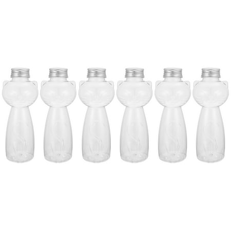

6pcs Creative Cat Designed Juice Bottles Beverage Bottles Milk Tea Containers