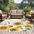 thumbnail image 4 of Yellow Sunflowers Round Area Rug 6Ft Washable Circle Rugs for Bathroom Office, Vintage Country Flowers Butterfly Wood Board Non-Slip Carpet Floor Mats Indoor Outdoor Carpet Runner Home Decor, 4 of 8