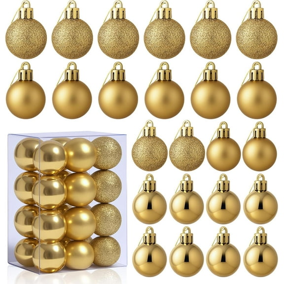 24 Pack Mini Shatterproof Christmas Balls - Small Hanging Ornaments for Trees Christmas Party Decorations, 1.2 Inch