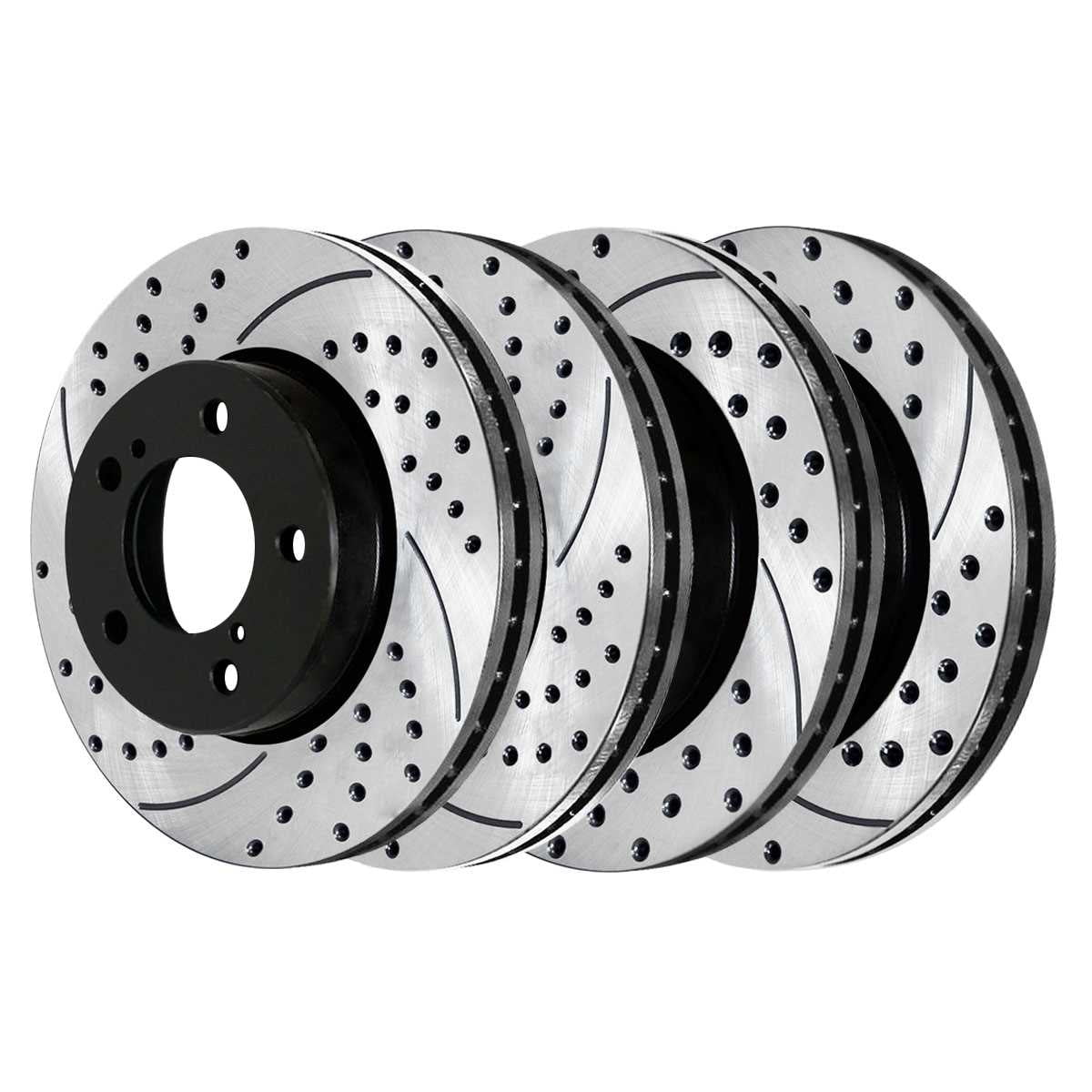 Auto Shack PR41484PR41485 4 Front and Rear Performance Drilled and Slotted Brake Rotors