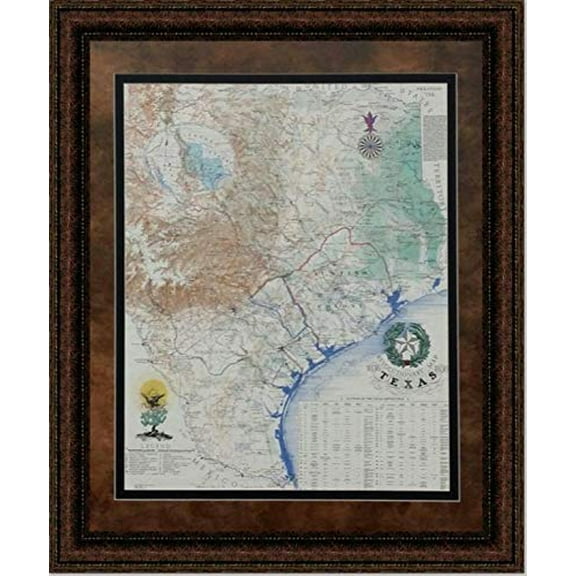 Revolutionary Map of Texas 1836 | Framed Historic Texas Map in Double Mat | 37L X 31W" Inches