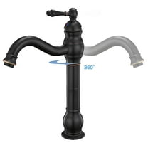 BWE 360 Swivel Bathroom Vessel Sink Faucet Oil Rubbed Bronze Single Handle One Hole Lavatory Mixer Tap with Pop Up Drain Assembly Without Overflow and Supply Line Tap Body