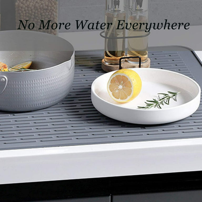 HONSITML 2pcs Silicone Dish Drying Mat Mat Heat & Resistant Mat Easy Clean Dishwasher Safe Eco-Friendly (Black), Size: 21.5