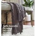 thumbnail image 4 of CREVENT Knitted Decorative Throw Blanket for Couch Sofa Chair Bed, Soft Breathable Lightweight for Spring Summer (50''X60'' Dark Grey/Black), 4 of 5
