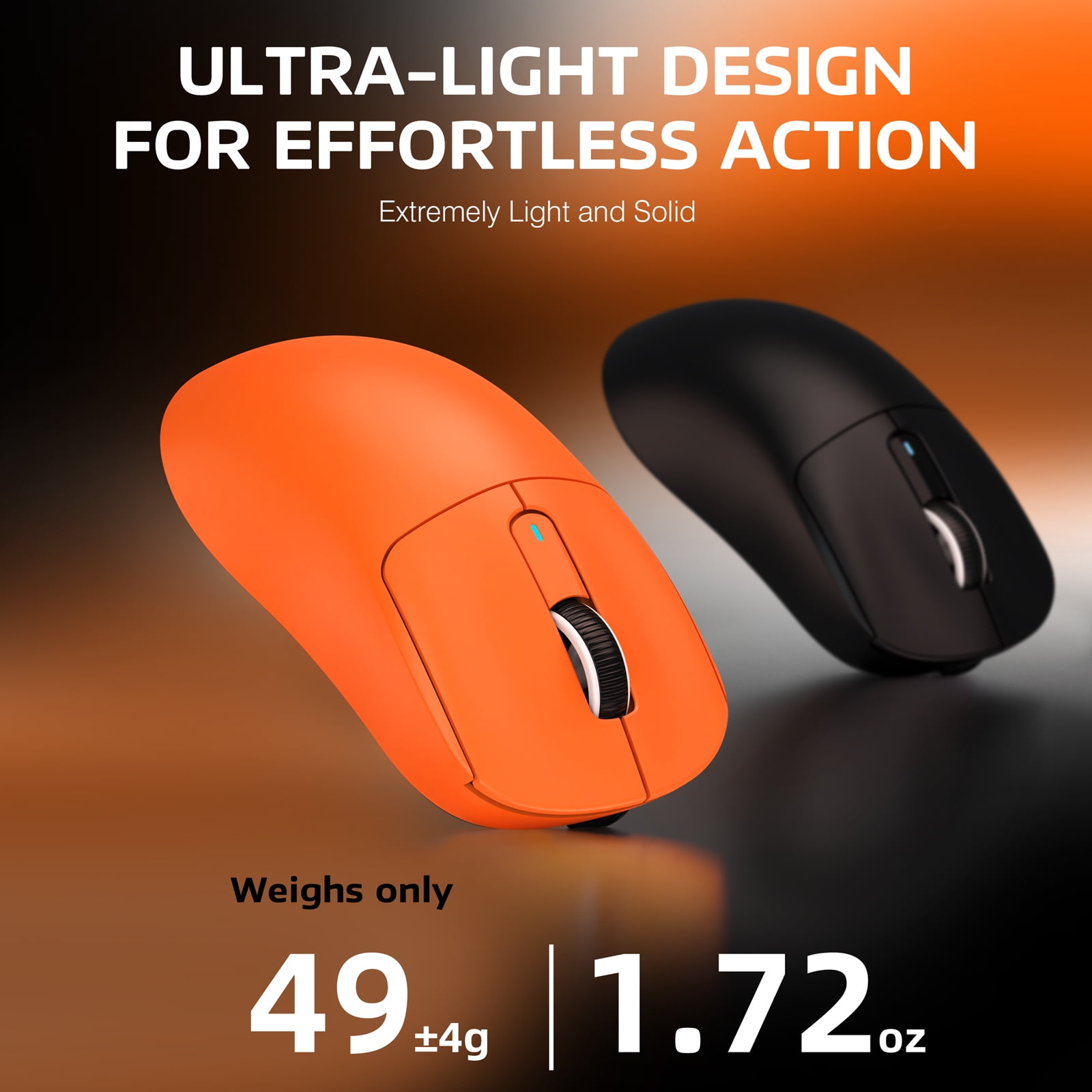 ATTACK SHARK X3 Wireless Gaming Mouse, 49g Ergonomic Design, Tri-Mode Bluetooth/2.4G/USB-C Wired, PAW3395 Optical Sensor, 26000 DPI, Programmable Buttons, for PC/Laptop/Mac, Orange
