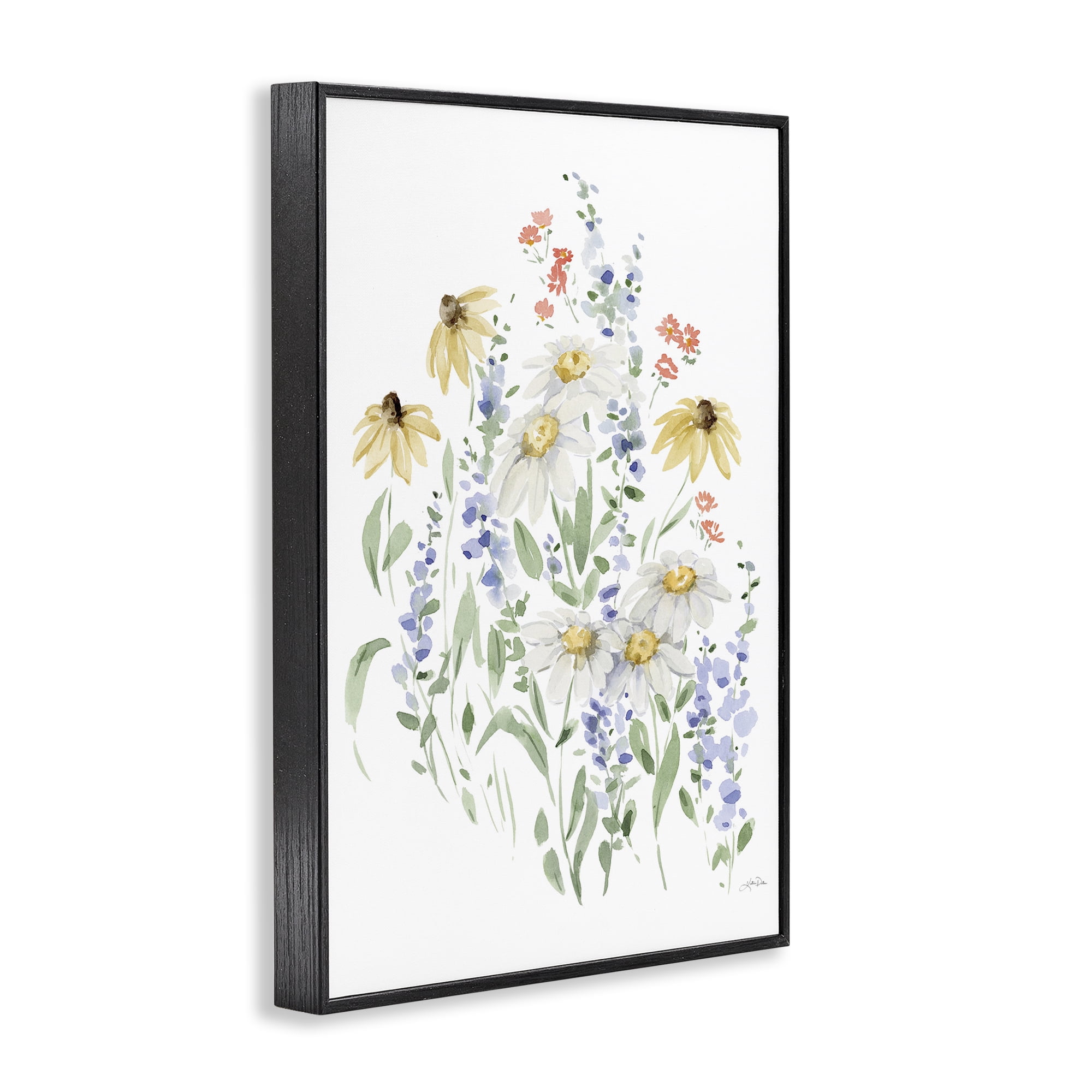Stupell Industries Soft Summer Garden Botanical & Floral Painting Black Framed Art Print Wall Art, 12 x 18