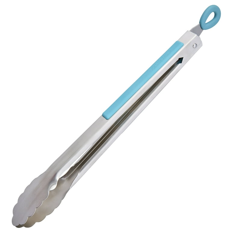 The Pioneer Woman Kitchen Tongs, Silicone and Stainless Steel, Set of 2,  Teal 