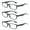 3PK-Black, variant on EYE ZOOM 3 Pack Retro Rectangular Plastic Frame Blue Light Blocking and Anti UV Reading Glasses, Multi color, +1.50