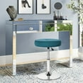 thumbnail image 2 of Adeco  Adjustable Velvet Round Ottoman Swivel Vanity Stool Makeup Chair Teal, 2 of 7