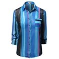 thumbnail image 1 of FashionOutfit Women's Roll Up Stripe Pattern Button Down Shirt Blouses, 1 of 3