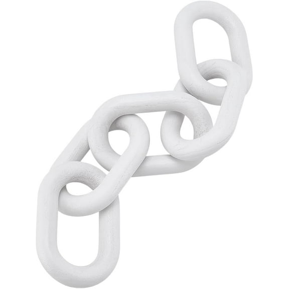 Wood Chain Link Decor 5 Link Chain Display Decorations Book Shelf Decor Wooden Home Decorative Chains Rustic Coffee Table Ornament Chains for Living Room Accents Modern Farmhouse White