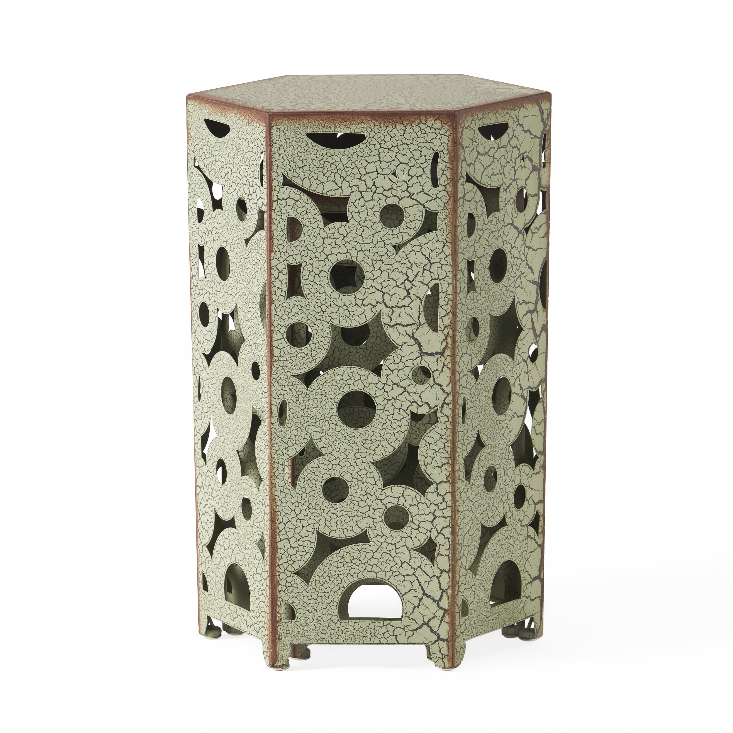Outdoor Simple Iron Accent Side Table, Decor Leisure End Table for Patio Garden, Copper and Bronze