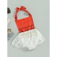 thumbnail image 3 of FEORJGP Toddler Baby Girls Summer Clothes Infant Sleeveless Camisole Romper Tie-up Halterneck Jumpsuit Lace Tulle Patchwork Bodysuit Dress Cute Clothes for Casual Daily, 3 of 9