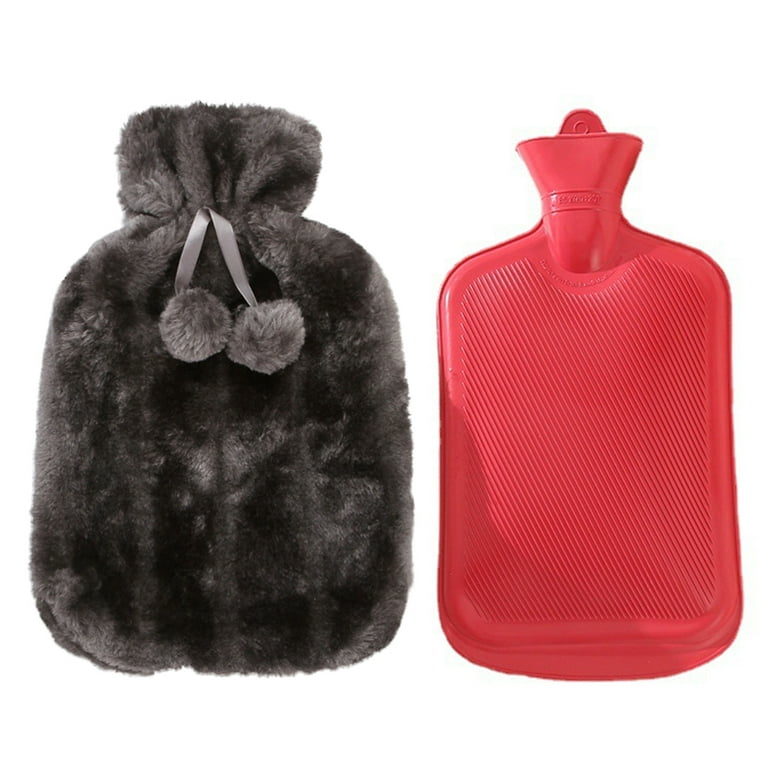 Black Fleece Knit Hot Water Bottle