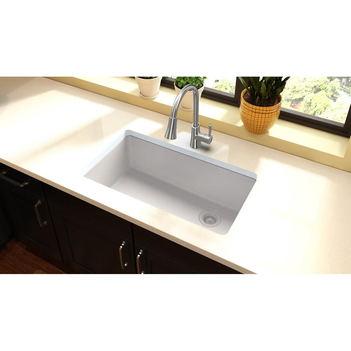 Elkay Quartz Classic 33" x 18-3/4" x 9-1/2", Single Bowl Undermount Sink, White