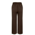 thumbnail image 5 of Pimfylm 2025 Linen Pants Women High Waist Elastic Drawstring Lounge Trousers Casual Lightweight Side Split Summer Beach Pants Brown, L, 5 of 8