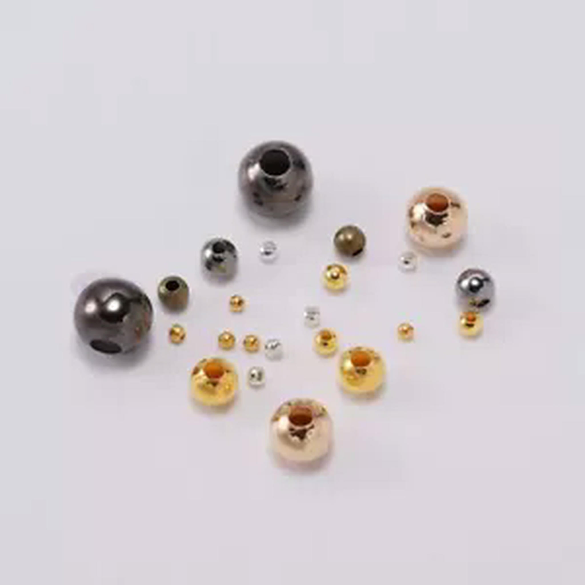 HOOUN 2~10MM 1000pcs Metal Ball Beads Round Loose Bead DIY Bracelet Necklace Jewelry-6MM-Colour Mixture