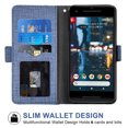 thumbnail image 2 of Compatible avec Google Pixel 2 Étui Portefeuille en Cuir à Rabat Porte-Cartes Support Accessoires pour Cellulaire Porte-Monnaie Fente pour Pièce d'Identité de Crédit Étuis de Téléphone pour Pixel1 Femmes Hommes Bleu, 2 of 5