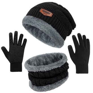 Madden Girl Black Knit Beanie and Matching Scarf Set Madden NYC Women main image 3