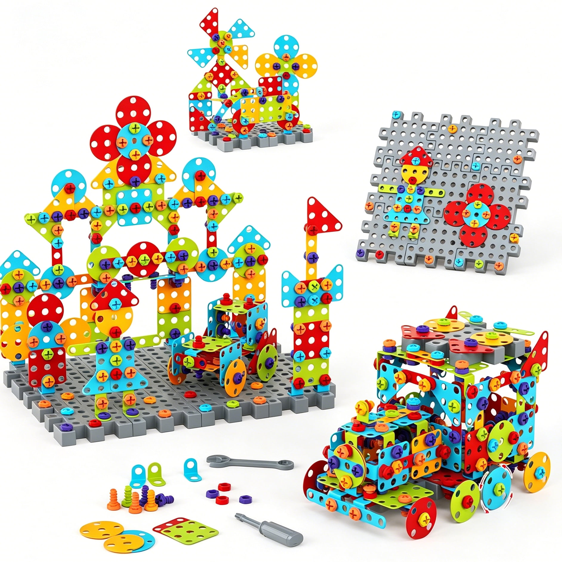 Gears Toys for Kids Ages 4-8 STEM Educational Construction Toys 374pieces Building Toy Set for Boys and Girls, Engineering Building Blocks Creative Learning Toy Set