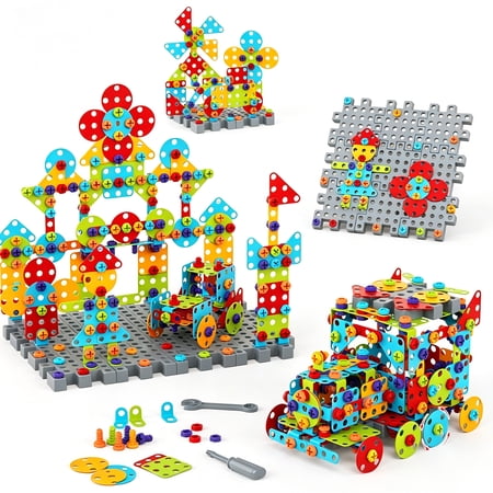 Gears Toys for Kids Ages 4-8 STEM Educational Construction Toys 374pieces Building Toy Set for Boys and Girls Engineering Building Blocks Creative Learning Toy Set