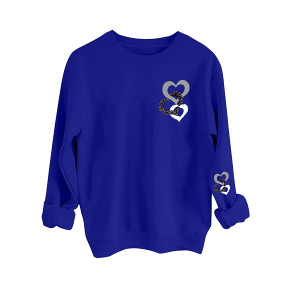 Aofany Womens Valentines Day Sweatshirt Love Heart Pattern Crewneck Long Sleeve Pullover Tops