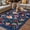 Blue, variant on Navy Blue Flowers Outdoor Rug for Patio/Deck/Porch, Non-Slip Large Area Rug 4 x 6 Ft, Spring Vintage Floral Leaves Farmhouse Indoor Outdoor Rugs Washable Area Rugs, Camping Rug Carpet Runner