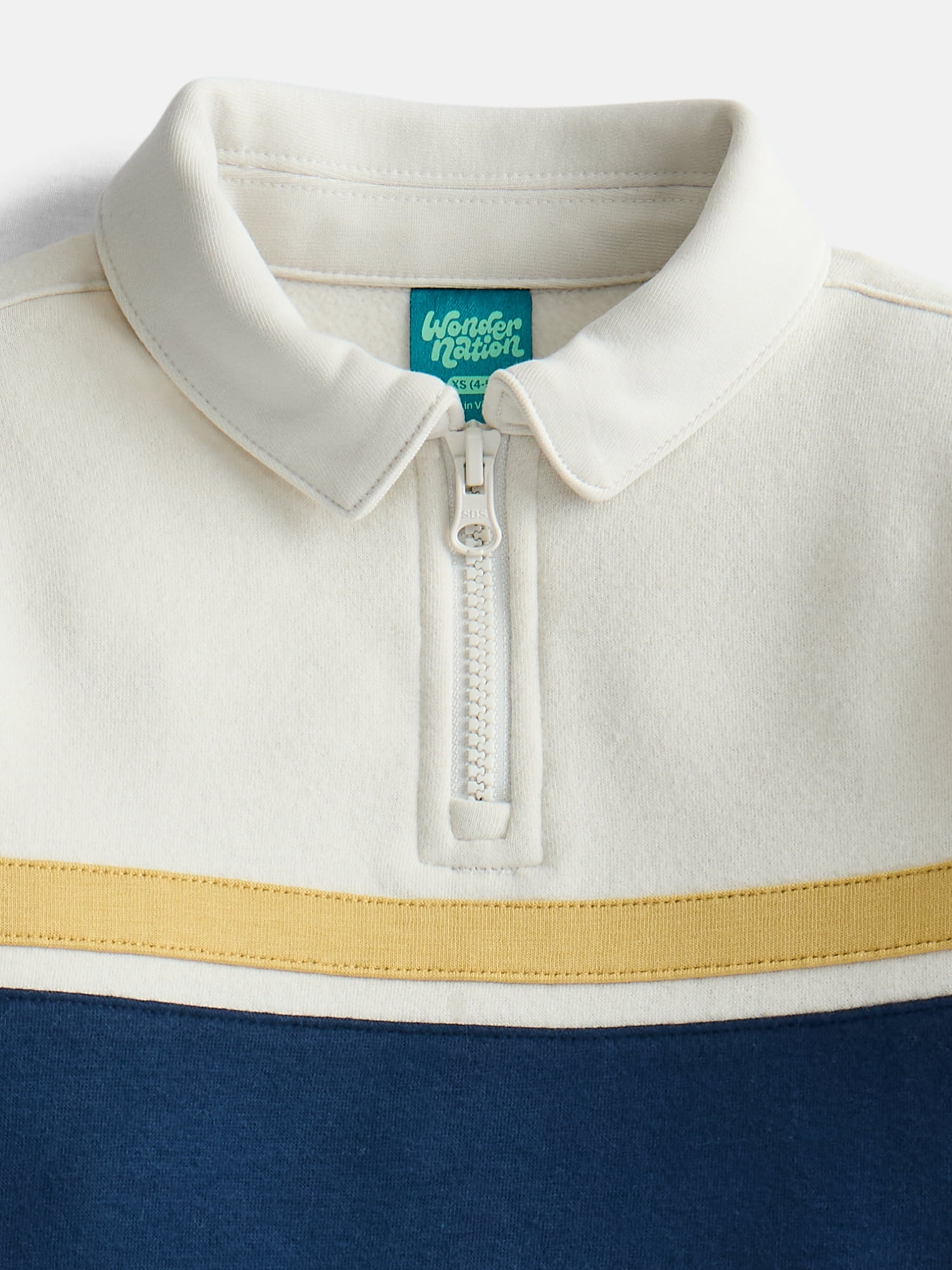 Wonder Nation Boys' Quarter Zip Rugby Fleece Pullover, Sizes 4-18 & Husky