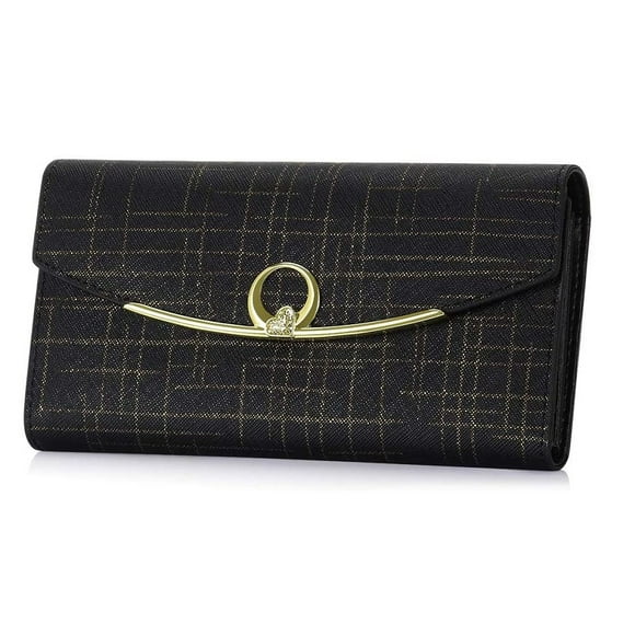 Fashionable Women's Wallet, RFID Blocking Protection, with Multi Card Organizer and Classic Gold Hardware