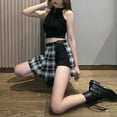 thumbnail image 4 of Punk girl short skirt summer plaid skirt black and red women's skirt sexy high waist pleated skater skirt-5-XXL, 4 of 7