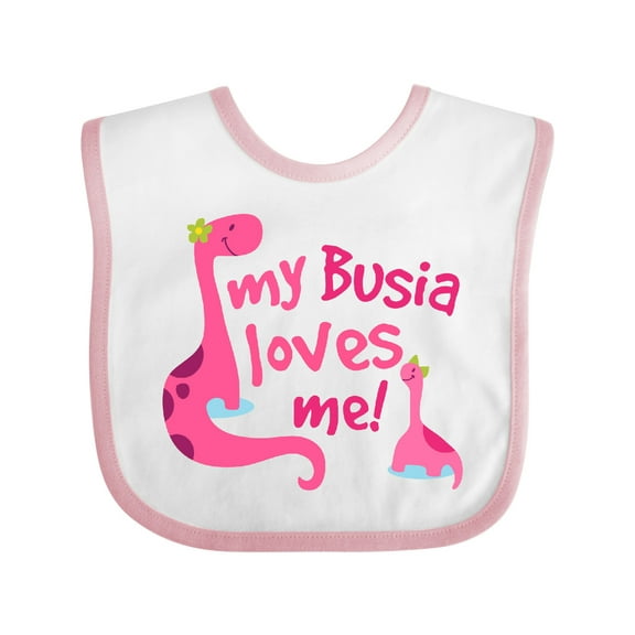 Inktastic My Busia Loves Me Girl Dinosaur Girls Baby Bib