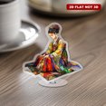 thumbnail image 1 of Rotating acrylic ornament featuring a vibrant woman in a hanbok kneeling on a carpet with intricate detail and high contrast, 1 of 8