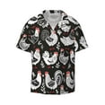 thumbnail image 2 of Lsque Laying Hens And Roosters print Men's Cuban Collar Short Sleeve Shirt Summer Beachwear Casual Button Down Fashionable Vacation Leisure Shirt-X-Large, 2 of 7