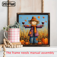thumbnail image 6 of 2D Flat, 1pc Rustic Happy Scarecrow Holding Wine Wood Framed Wall Art - 8x8 Inch Vintage Autumn Harvest Decor with Pumpkins Fall Foliage, Farmhouse Thanksgiving Fall Decor for Living Room, Kitchen, 6 of 9